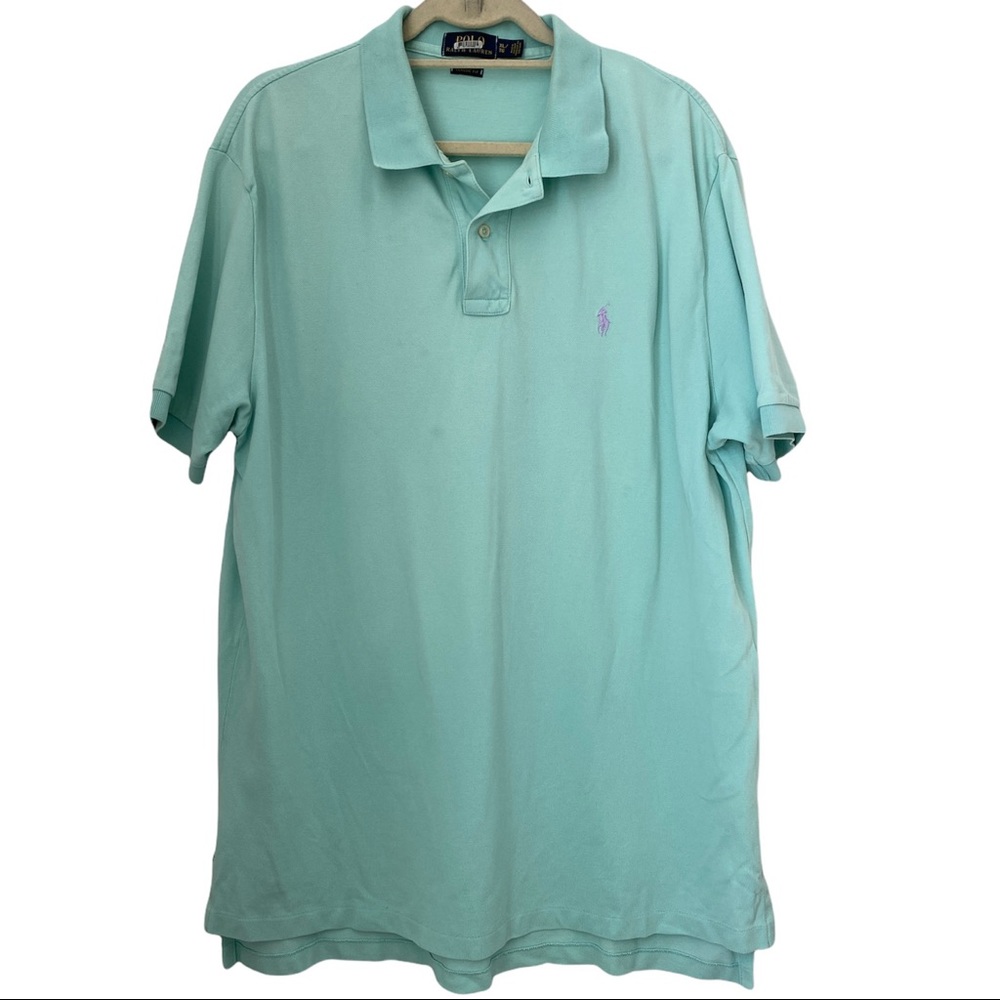 Polo Ralph Lauren Mens Light Green Blue Cotton Short Sleeve Polo Shirt Size XL